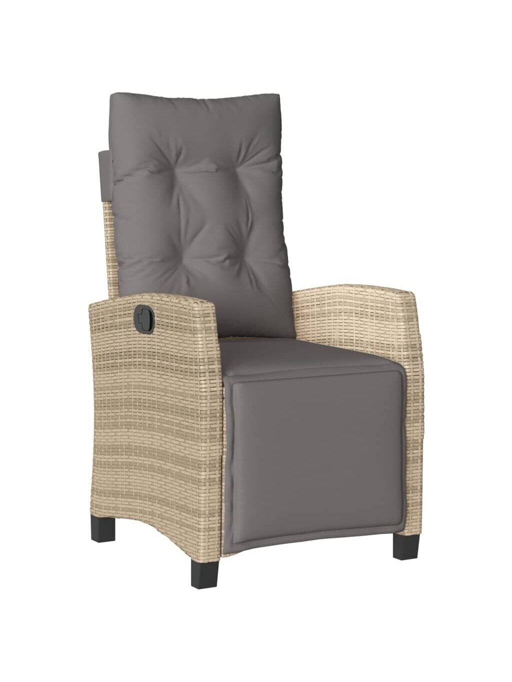 Reclining garden chair with footrest, sand mix, poly rattan 1 Reclining garden chair with footrest, sand mix, poly rattan 1