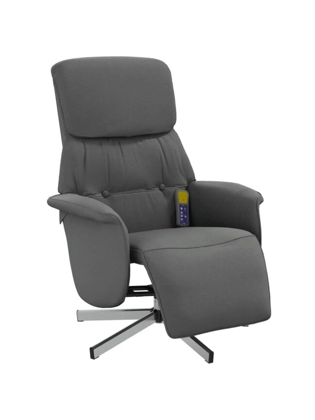 Reclining Massage Chair with Footrest, Dark Grey, Fabric 2