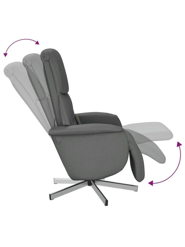 Reclining Massage Chair with Footrest, Dark Grey, Fabric 6