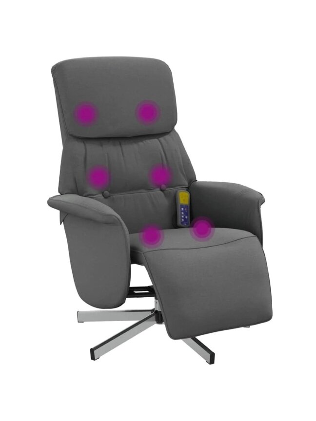 Reclining Massage Chair with Footrest, Dark Grey, Fabric 1 Reclining Massage Chair with Footrest, Dark Grey, Fabric 1