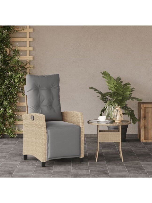 Reclining garden chair with footrest, sand mix, poly rattan 3 Reclining garden chair with footrest, sand mix, poly rattan 3