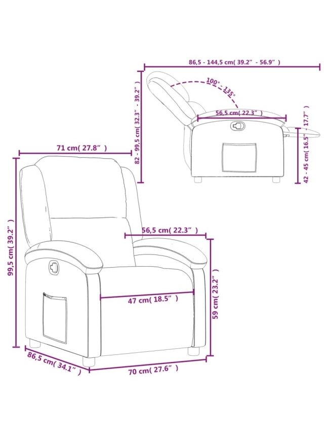 Reclining armchair, wine red color, fabric 10 Reclining armchair, wine red color, fabric 10
