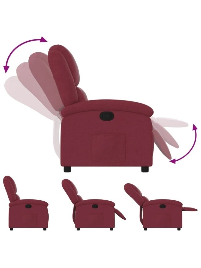 Reclining armchair, wine red color, fabric 5 Reclining armchair, wine red color, fabric 5
