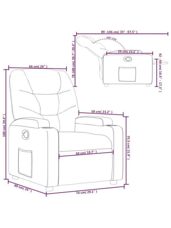 Reclining armchair, dark green color, fabric 10 Reclining armchair, dark green color, fabric 10