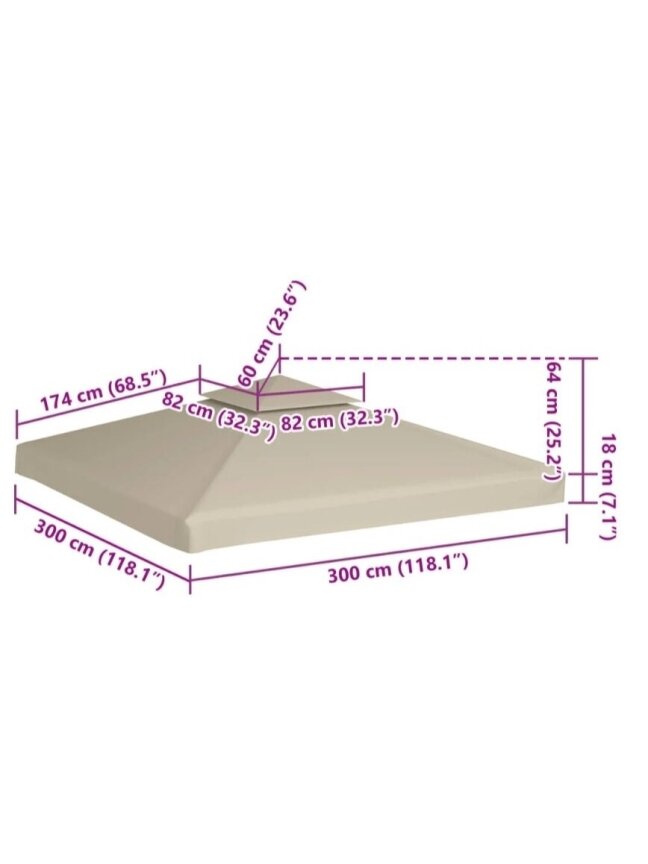 Varikatuse varukate, 310 g/m², liivakarva, 3 × 3 m 4