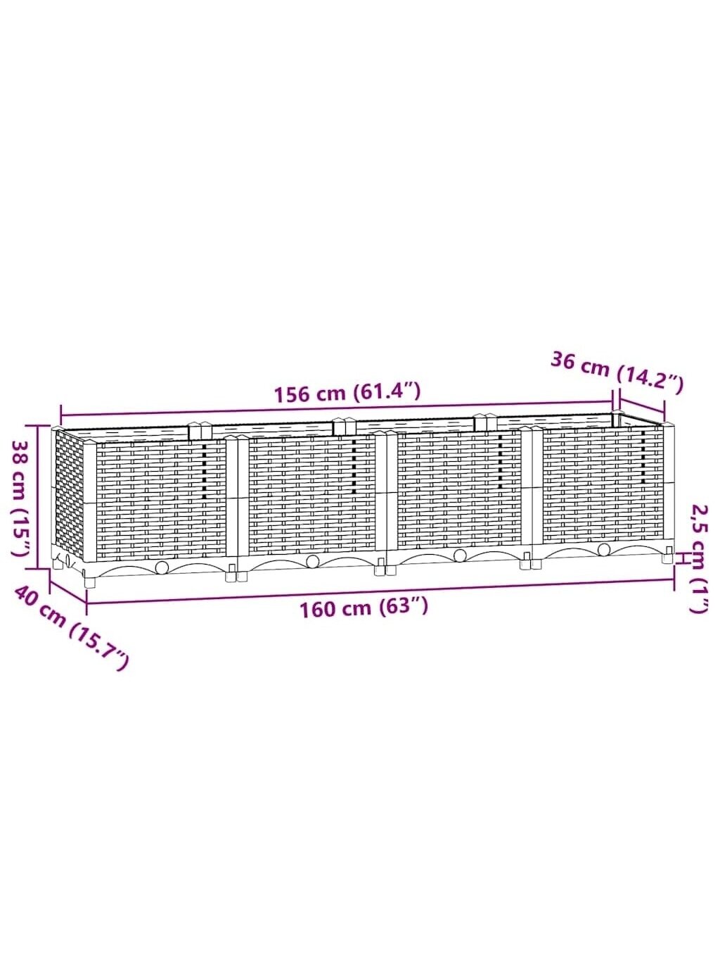 High baby crib, 160×40×38 cm, polypropylene 7