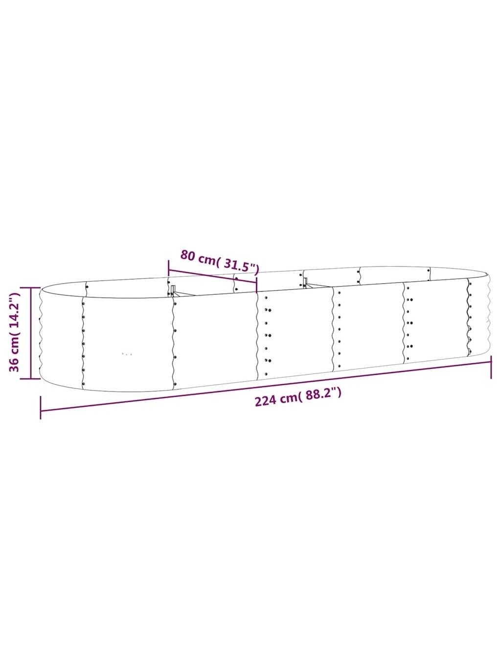 Raised Garden Bed, Anthracite, 229 × 80 × 36 cm, Galvanized Steel. 5 Raised Garden Bed, Anthracite, 229 × 80 × 36 cm, Galvanized Steel. 5