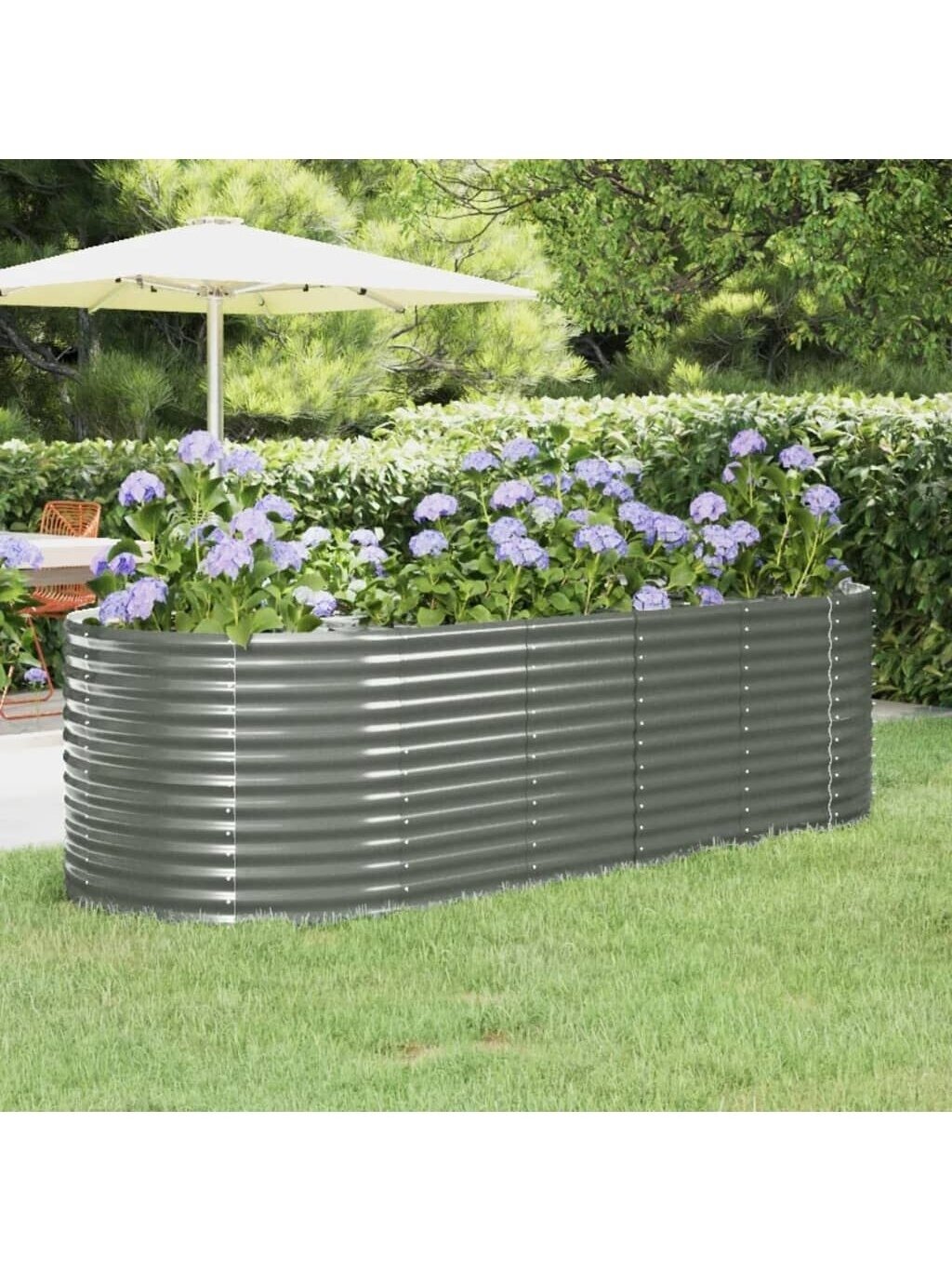 Tall garden bed, grey, 249x100x68 cm, galvanized steel