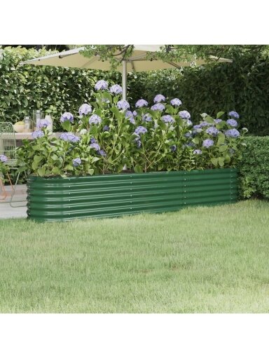 Raised Garden Bed, Green, 224 × 40 × 36 cm, Steel
