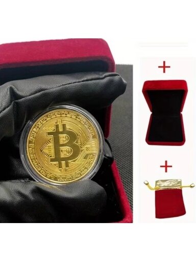 Pozłacany zestaw upominkowy „Bitcoin“ – artystyczny kolekcjonerski souvenir