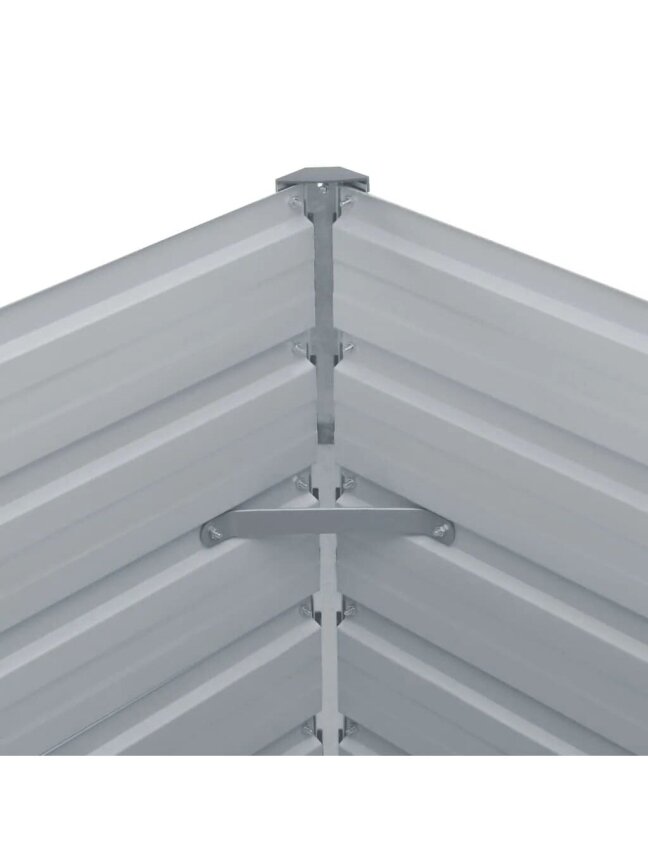 Podwyższona grządka ogrodowa, 160 × 80 × 77 cm, stal ocynkowana, szara 4