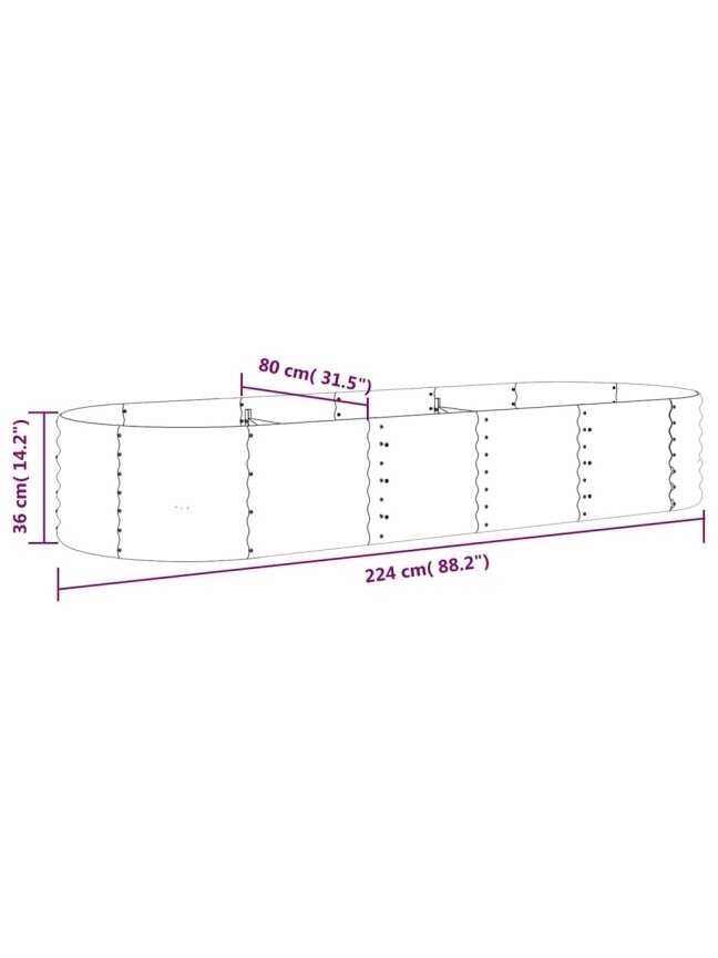 Kõrge peenrakast, antratsiithall, 229 × 80 × 36 cm, tsingitud teras. 5