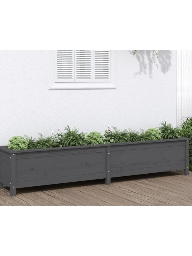 Raised garden bed, grey, 199.5 × 40 × 39 cm, solid pine wood Raised garden bed, grey, 199.5 × 40 × 39 cm, solid pine wood
