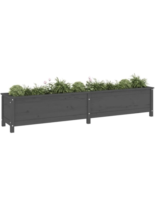 Raised garden bed, grey, 199.5 × 40 × 39 cm, solid pine wood 2 Raised garden bed, grey, 199.5 × 40 × 39 cm, solid pine wood 2