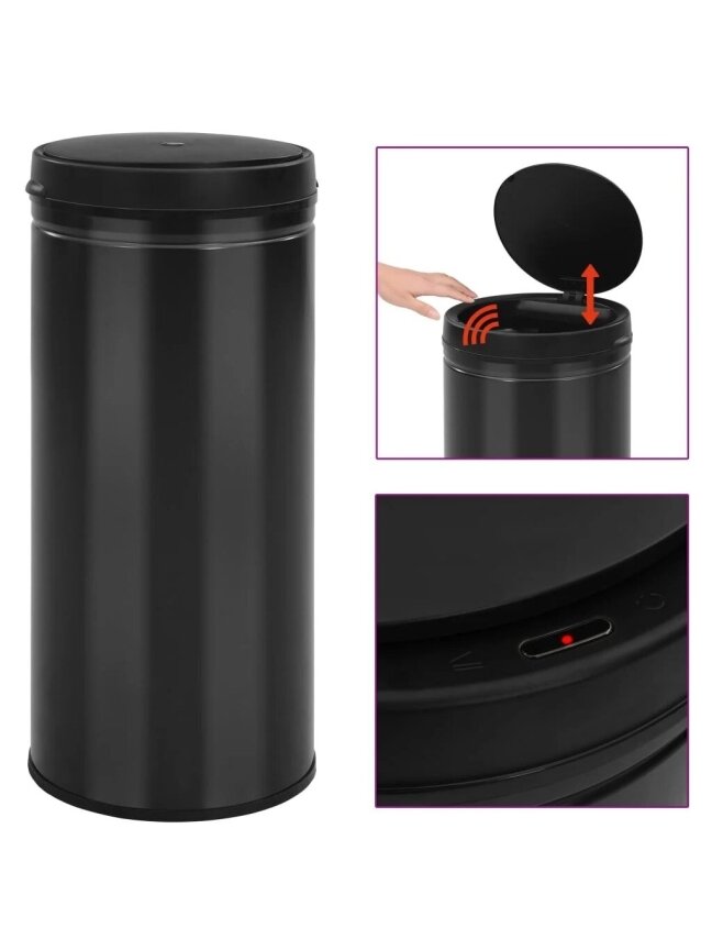 Automatinė šiukšliadėžė su jutikliu, juoda, plienas, 80l 1