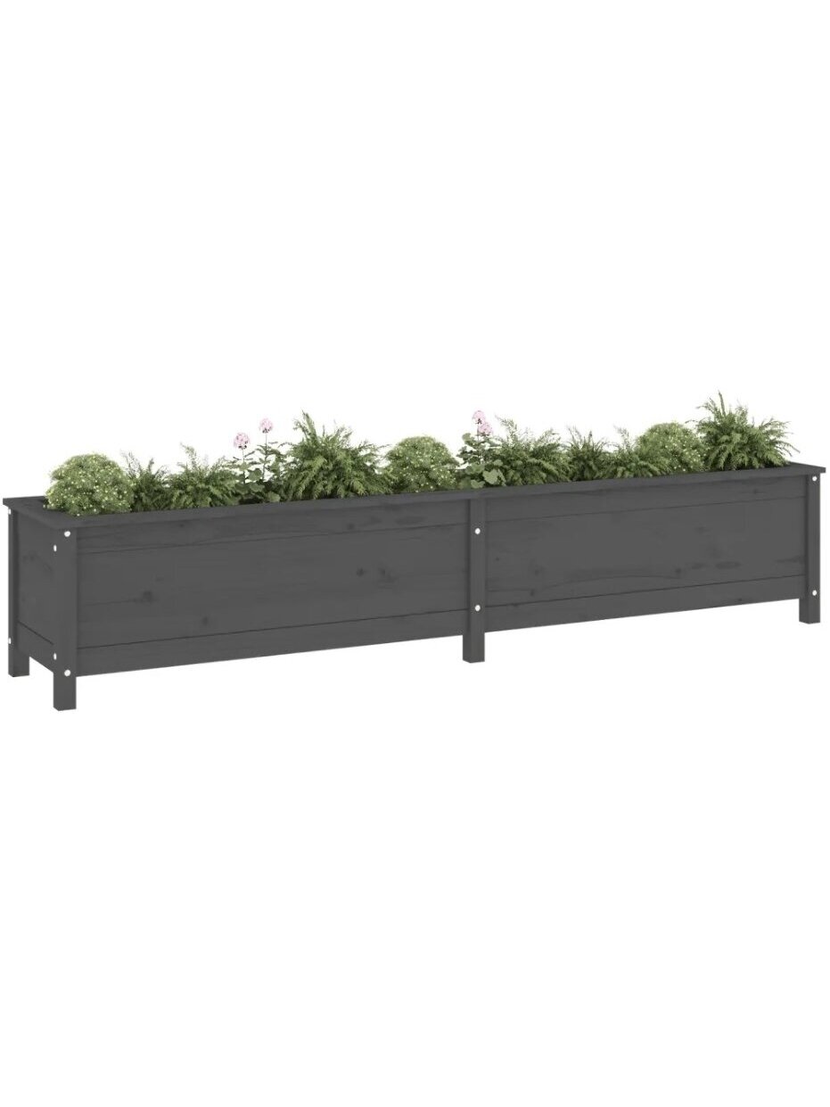 Raised garden bed, grey, 199.5 × 40 × 39 cm, solid pine wood 2 Raised garden bed, grey, 199.5 × 40 × 39 cm, solid pine wood 2