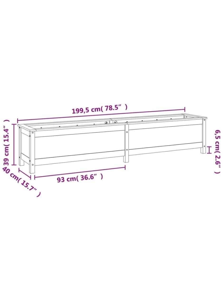 Raised garden bed, grey, 199.5 × 40 × 39 cm, solid pine wood 4 Raised garden bed, grey, 199.5 × 40 × 39 cm, solid pine wood 4