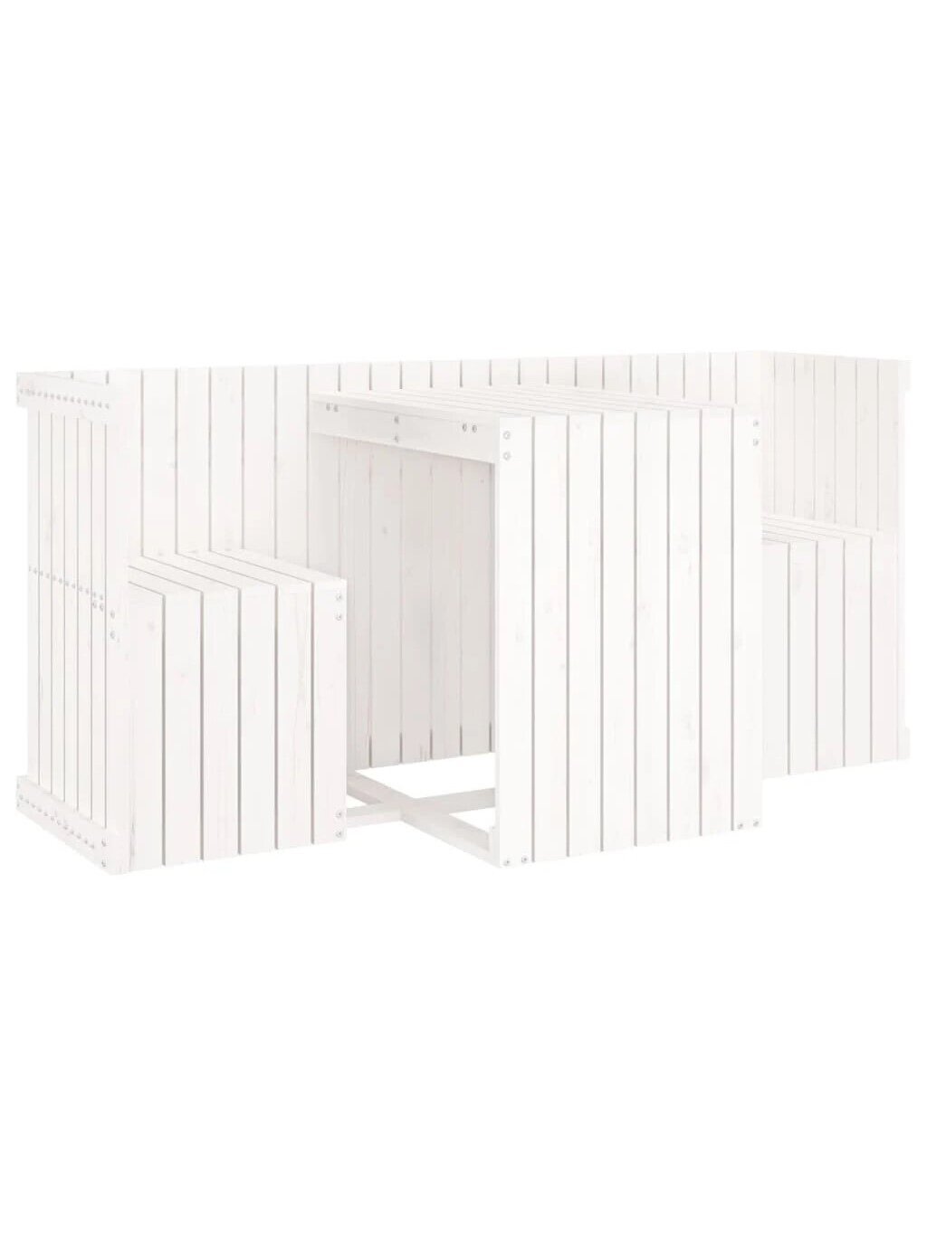 2-person balcony furniture set, white, made of solid pine wood. 2