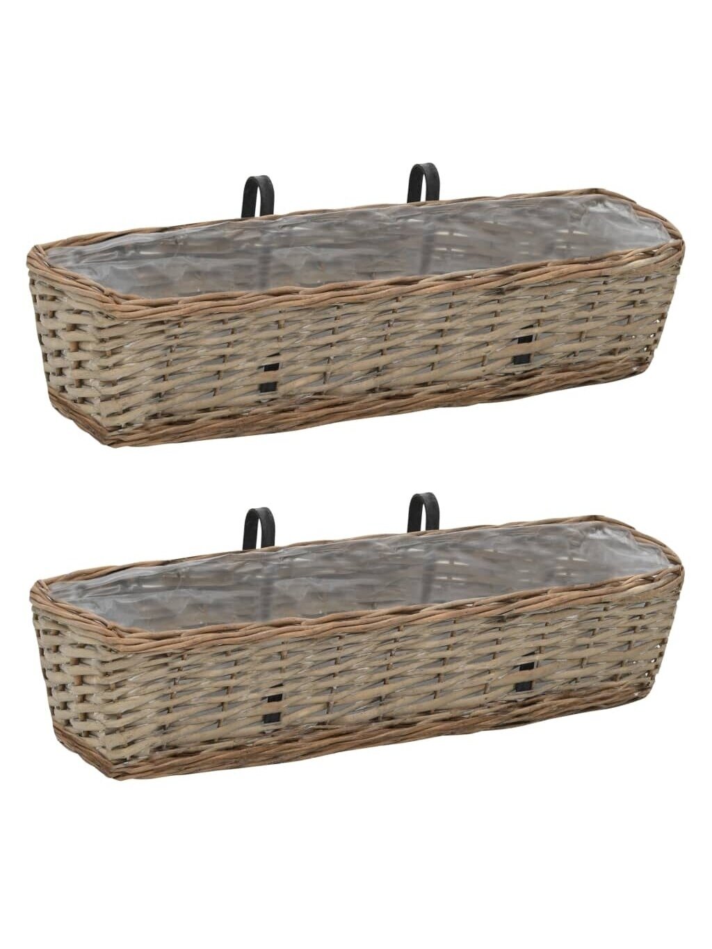 Rõdukastid, 2 tk, 60 cm, punutud, PE-sisuga
