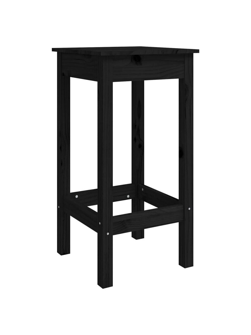 Baaritoolid, massiivne männipuit, 2 tk, 40 × 40 × 78 cm, must 1