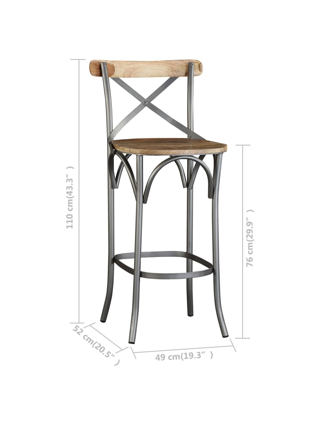 Bar stool/chair, solid mango wood 3