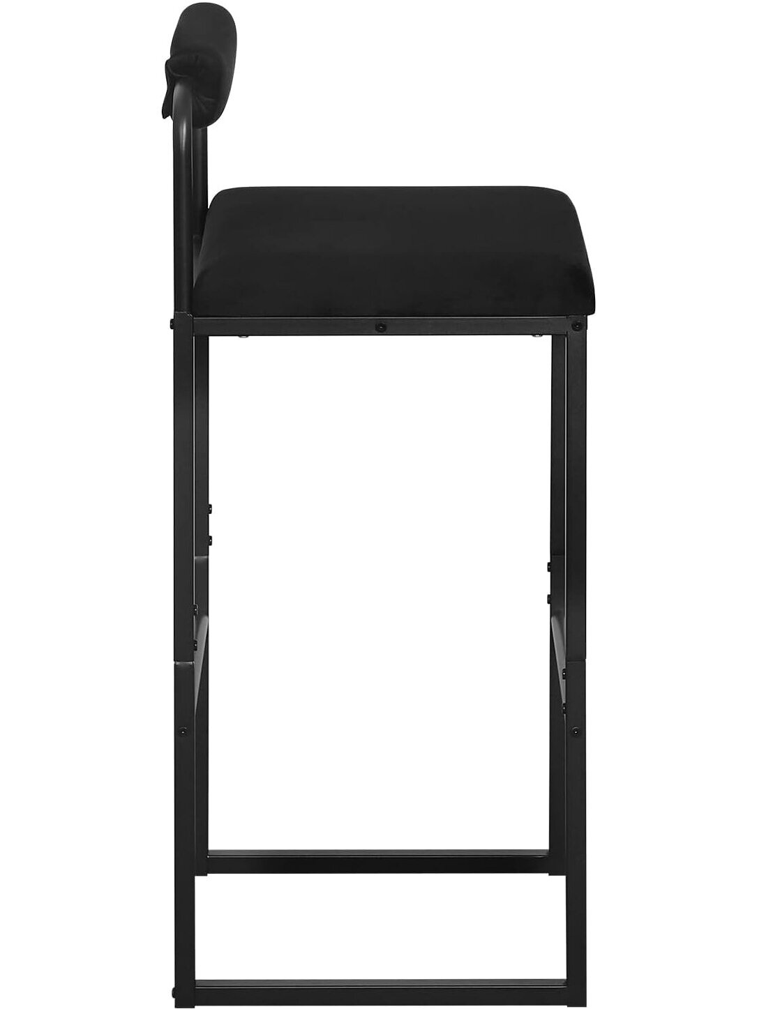 Bāra krēsls ar atzveltni un kāju balstu, samta apdare, metāla rāmis, ergonomisks, melns. 3