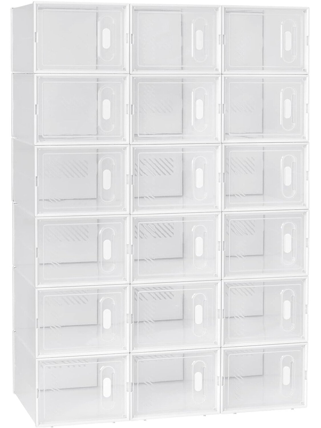 Apavu plaukts ar 18 saliekamām apavu kastēm, apavu skapja sistēma ar magnētisku aizdari, plastmasas “dari pats” konstrukcija, 25 x 19 x 35 cm, caurspīdīgi balts. 5