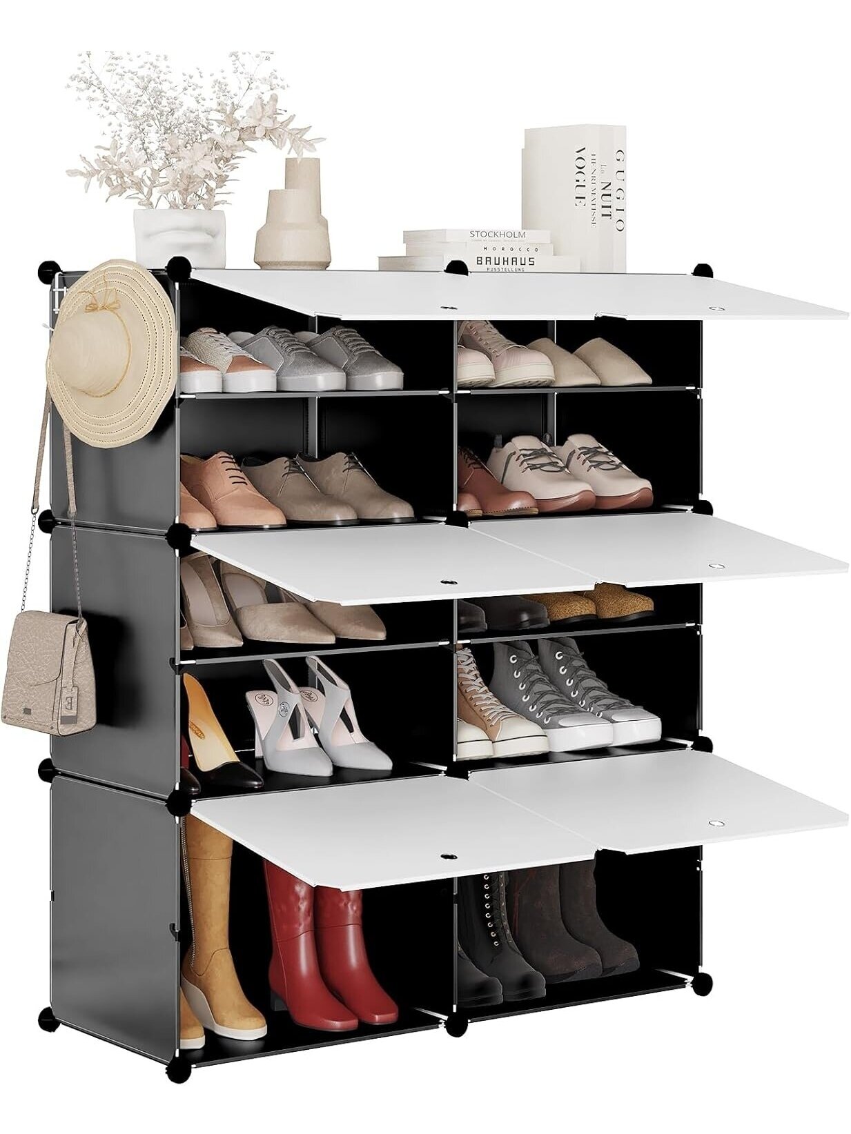 Shoe rack with 6 compartments – holds up to 24 pairs of shoes 6 Shoe rack with 6 compartments – holds up to 24 pairs of shoes 6