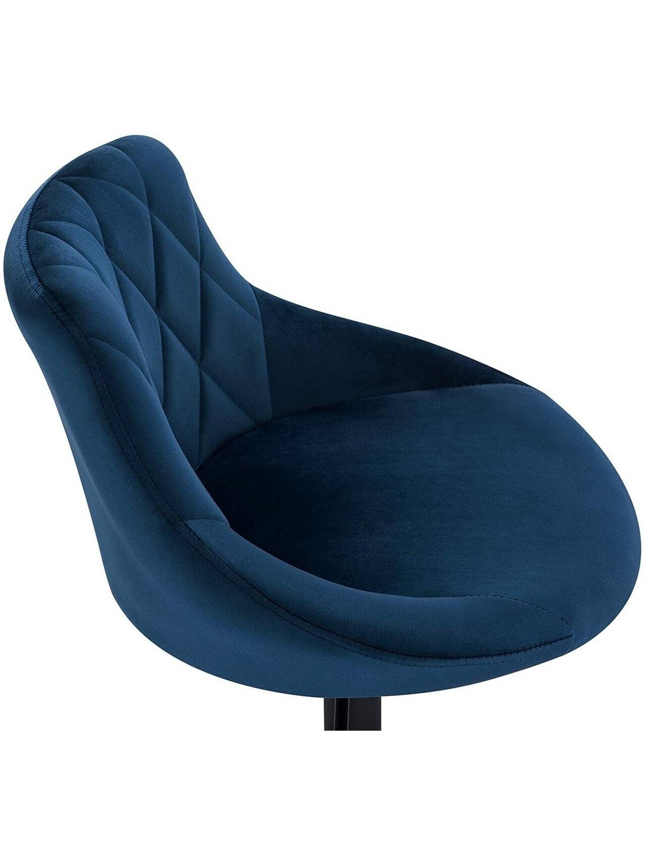 Set of 2 Bar Stools, with Backrest, Velvet Upholstery, Blue. 8