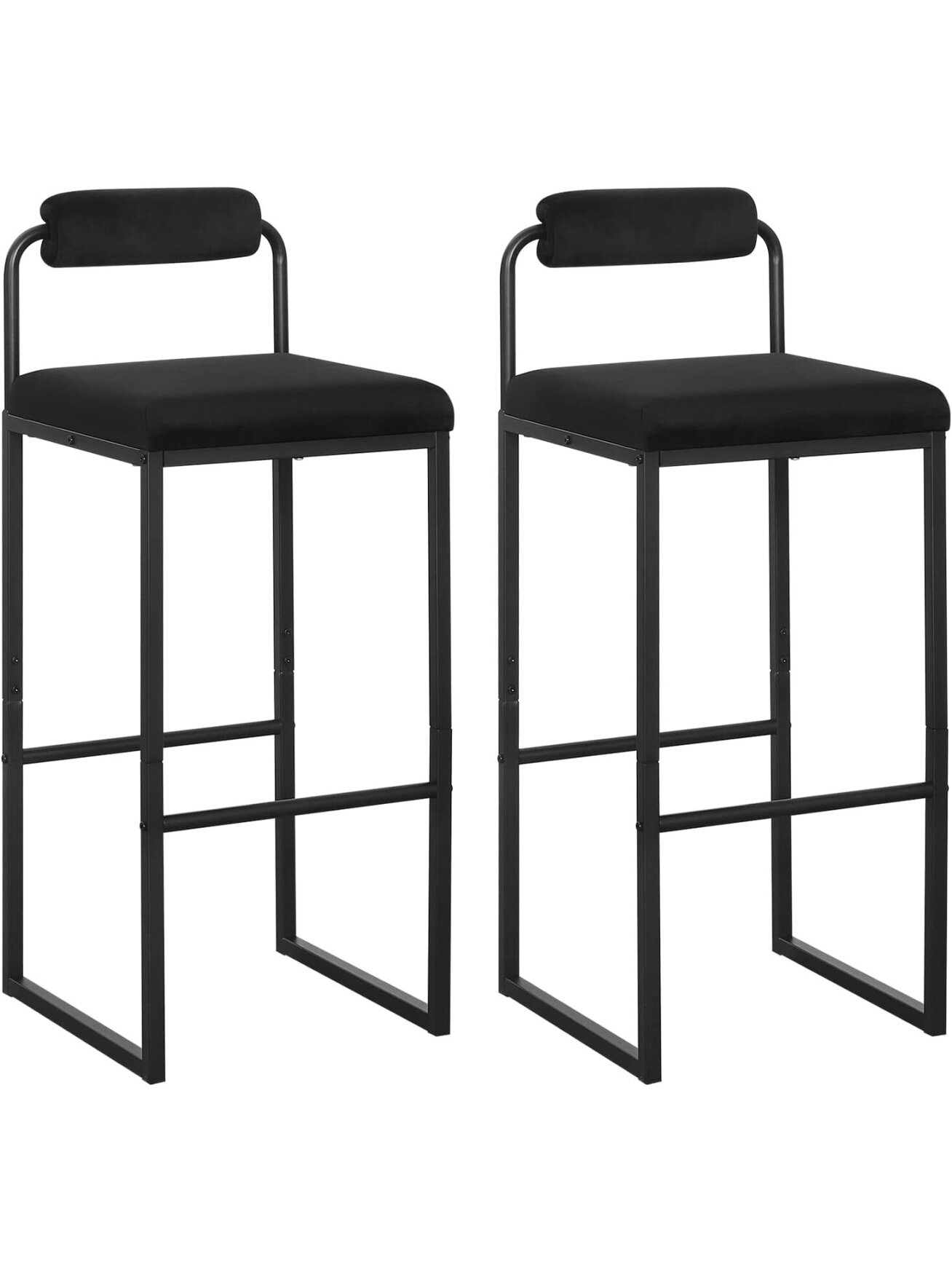 Bāra krēsls ar atzveltni un kāju balstu, samta apdare, metāla rāmis, ergonomisks, melns. 1