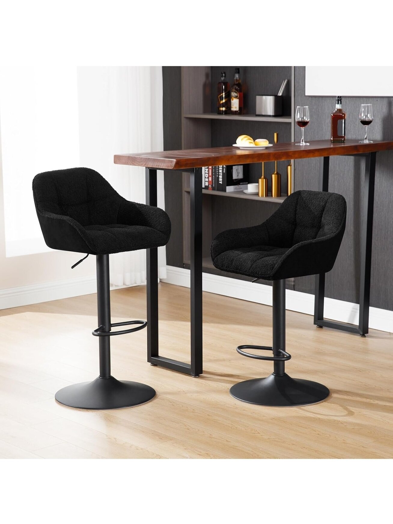Set of 2 Bar Stools, Height Adjustable, 360° Swivel 4