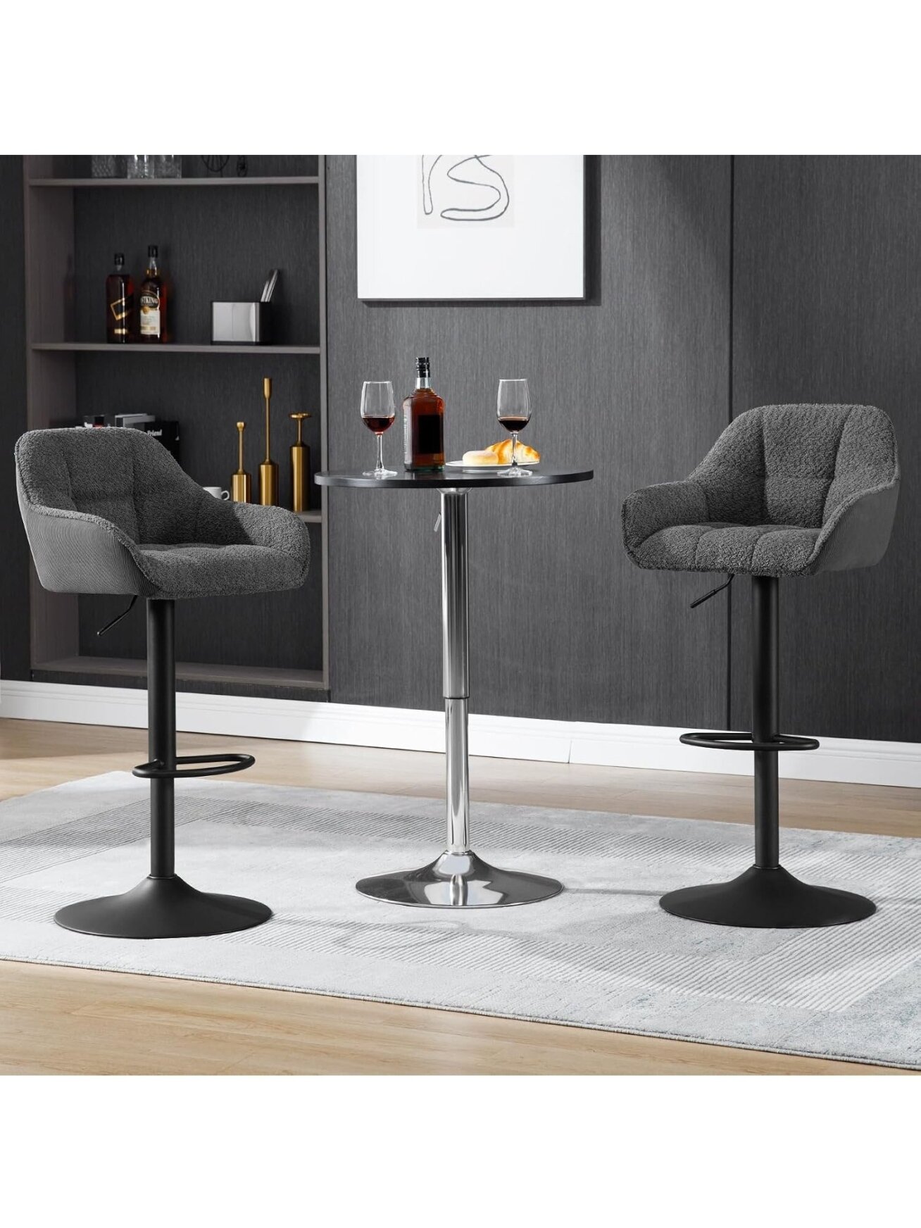 Set of 2 Bar Stools, Height Adjustable, 360° Swivel 3