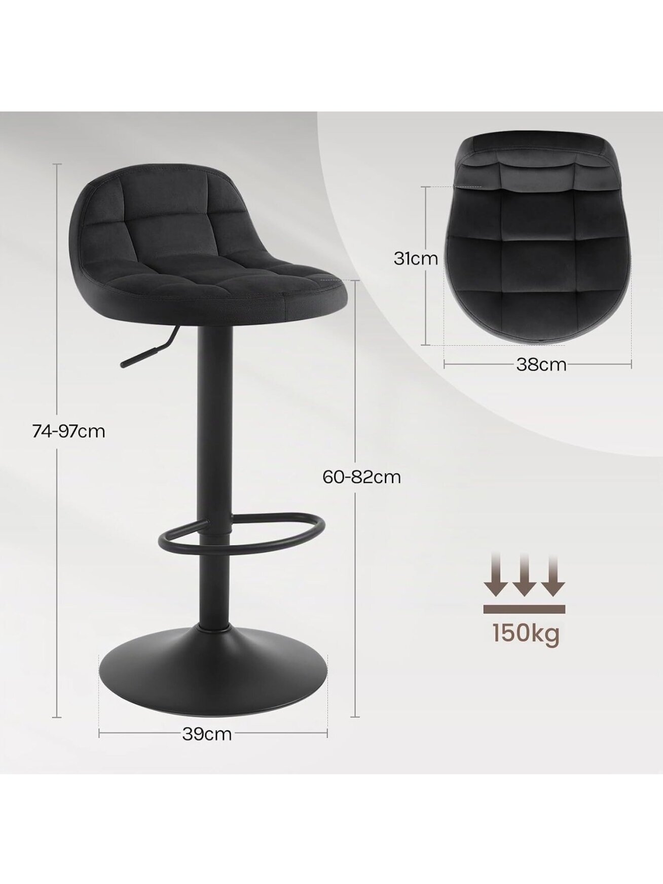 2 baaritooli komplekt seljatugede ja jalatugedega, 360° pööratavad 1