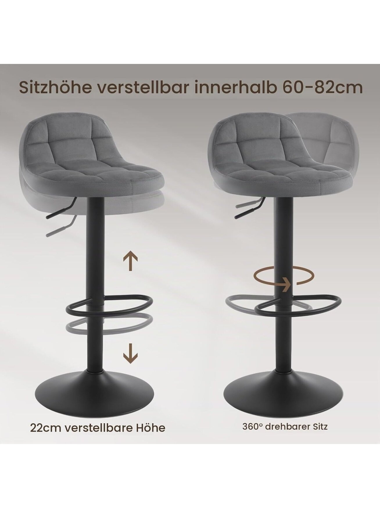 2 baaritooli komplekt seljatugede ja jalatugedega, 360° pööratavad 5
