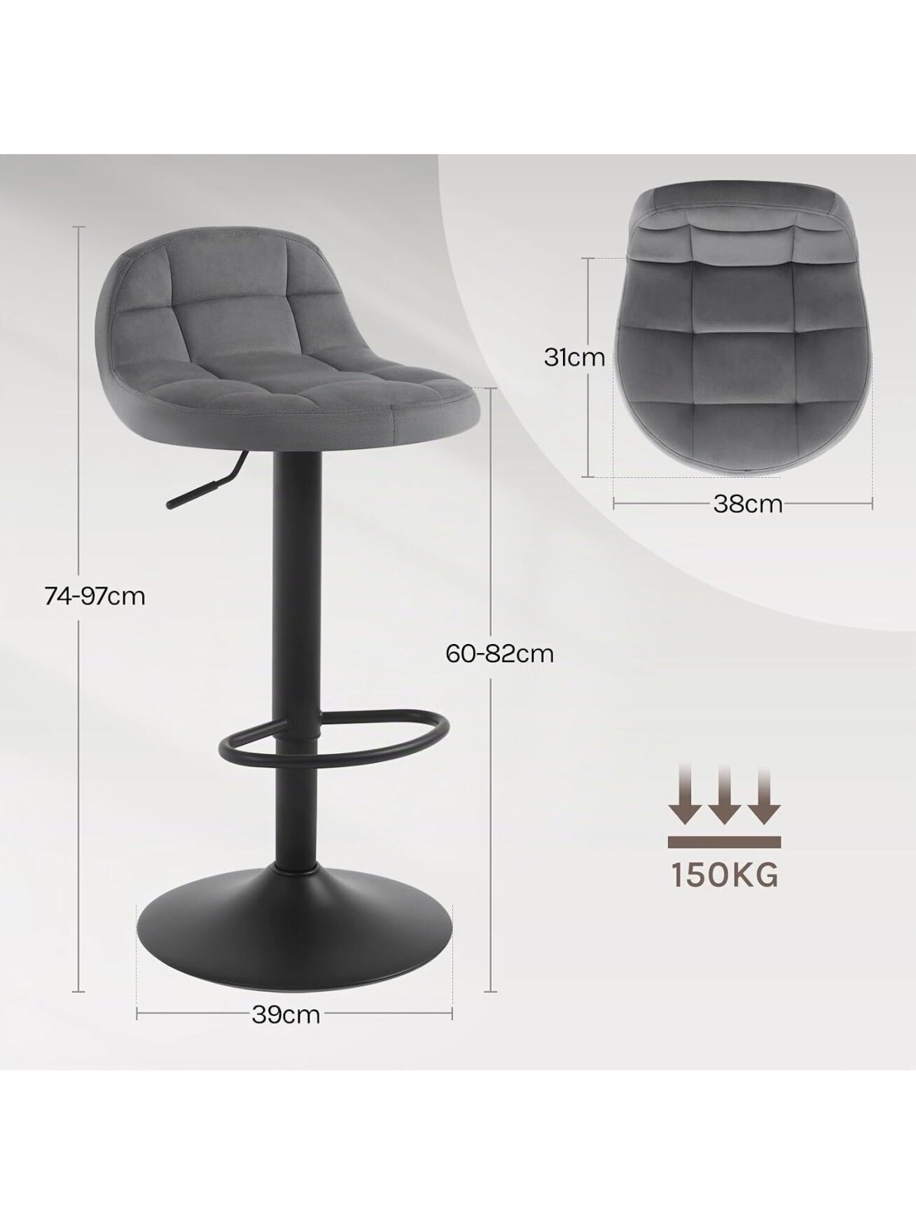 2 baaritooli komplekt seljatugede ja jalatugedega, 360° pööratavad 6