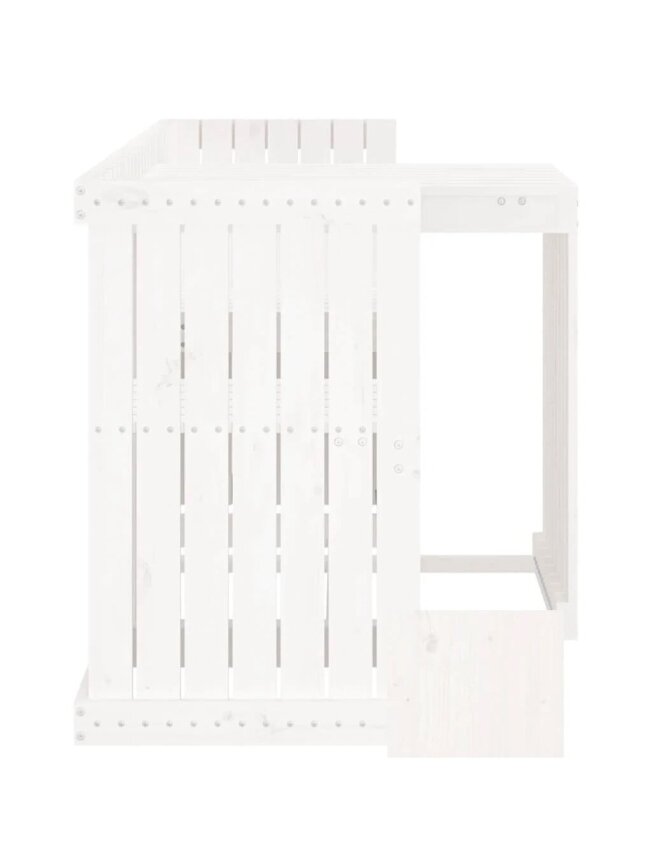 2-person balcony furniture set, white, made of solid pine wood. 4
