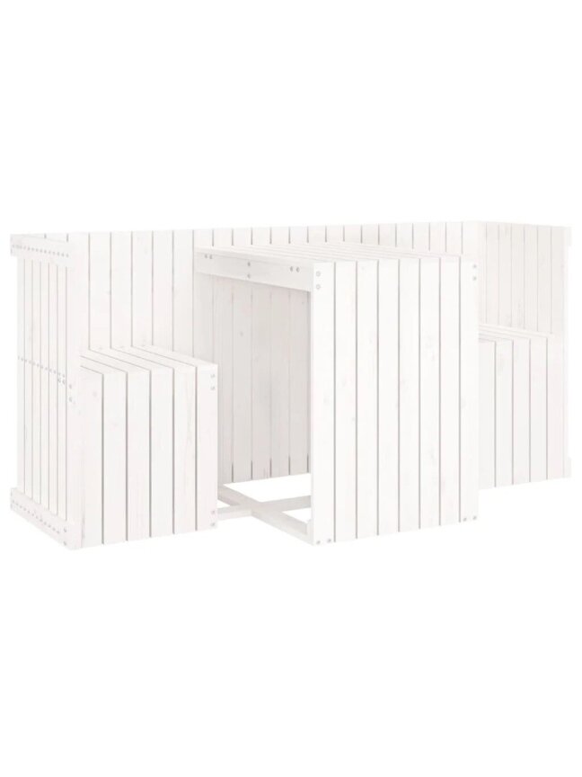 2-person balcony furniture set, white, made of solid pine wood. 2