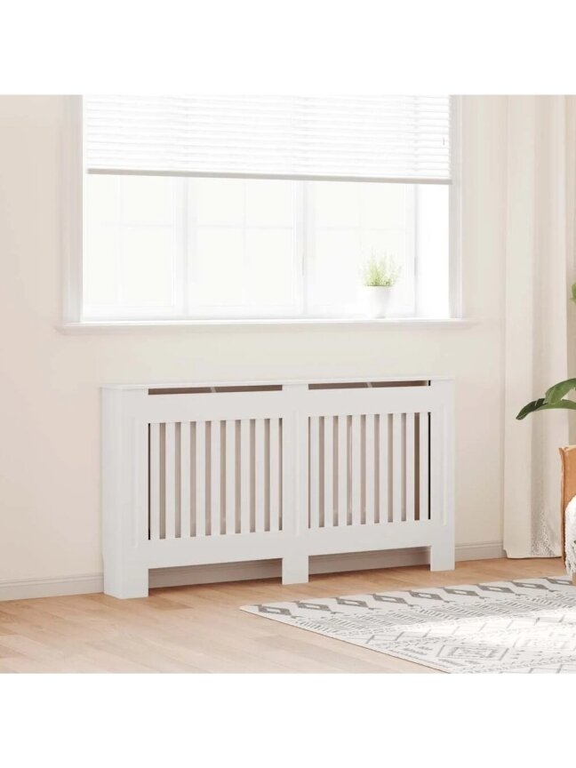 White MDF Radiator Cover with Shelf, 152 cm 1 White MDF Radiator Cover with Shelf, 152 cm 1