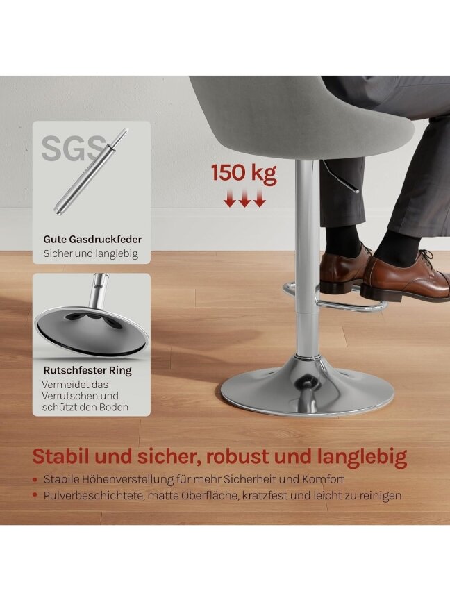Baaritoolide komplekt, 2 tk, reguleeritava kõrgusega, 360° pöörlevad. 6