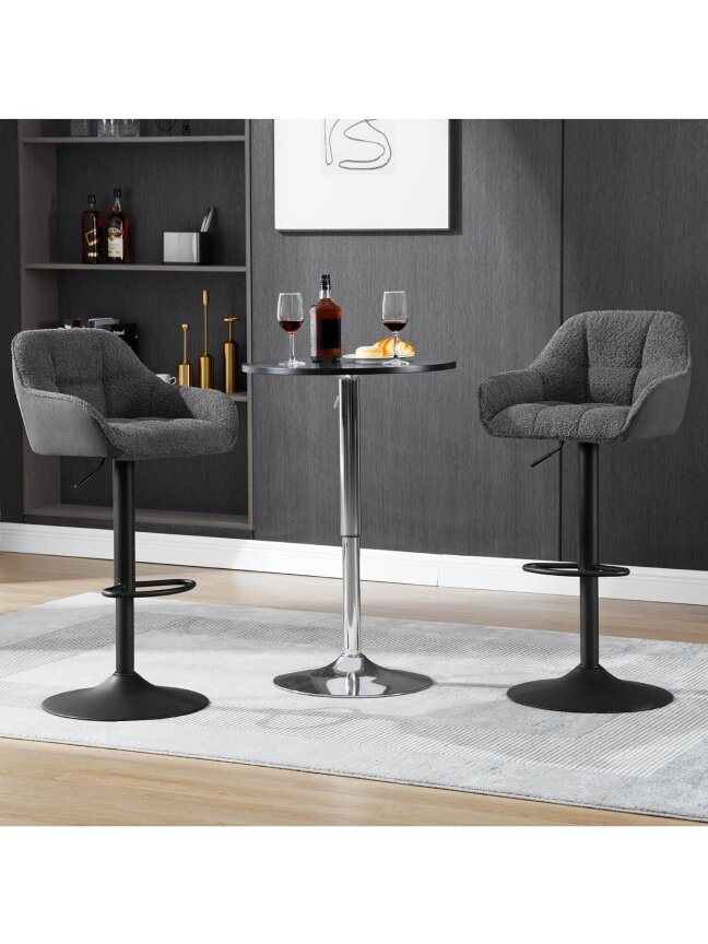 Set of 2 Bar Stools, Height Adjustable, 360° Swivel 3