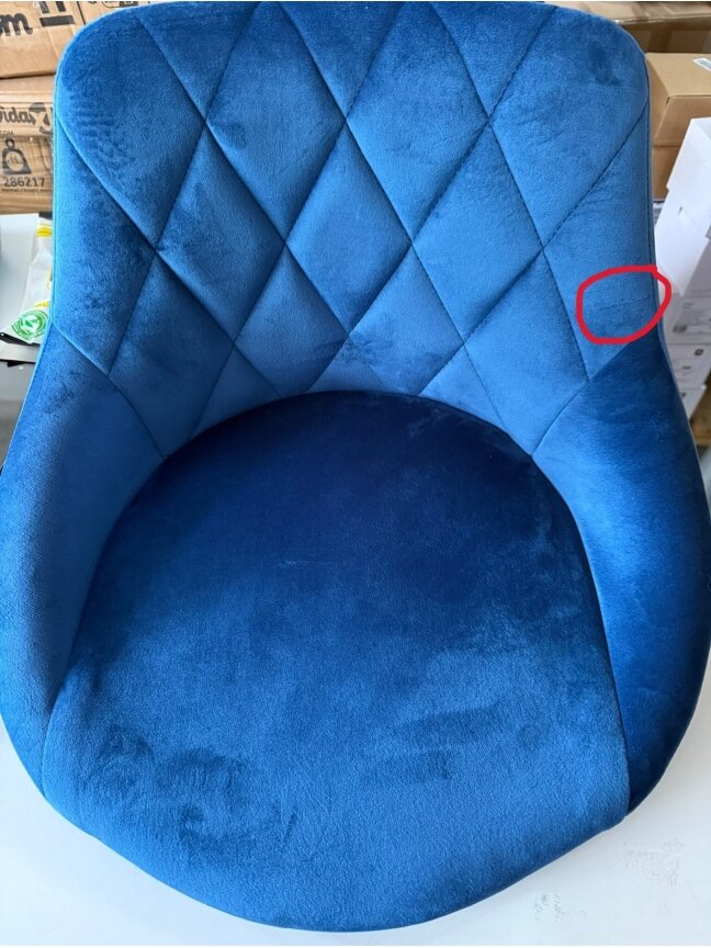 Set of 2 Bar Stools, with Backrest, Velvet Upholstery, Blue. 9