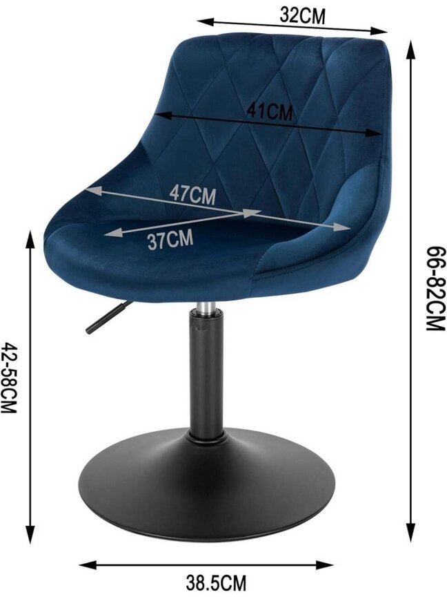 Set of 2 Bar Stools, with Backrest, Velvet Upholstery, Blue. 1