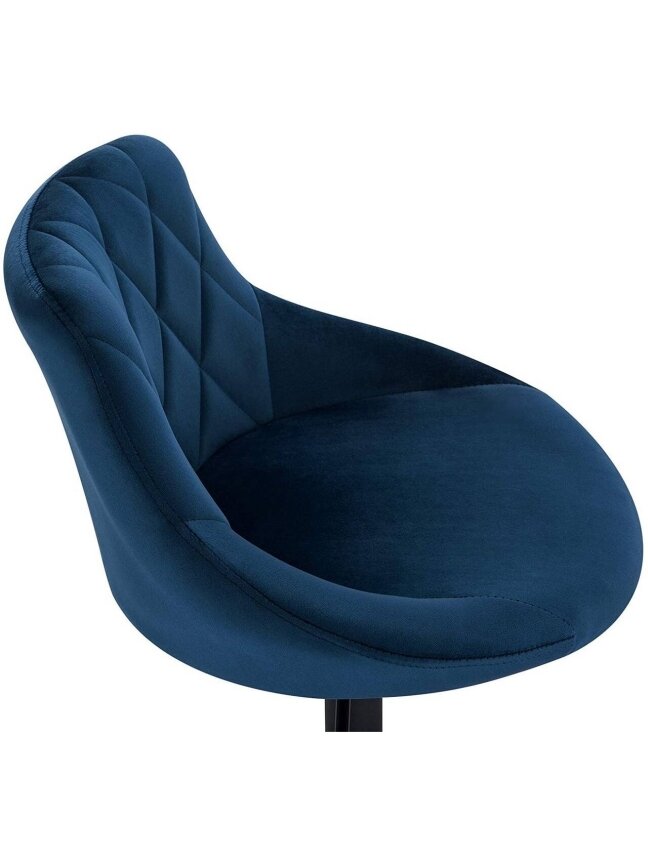 Set of 2 Bar Stools, with Backrest, Velvet Upholstery, Blue. 8