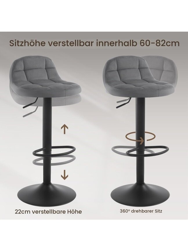 2 baaritooli komplekt seljatugede ja jalatugedega, 360° pööratavad 5