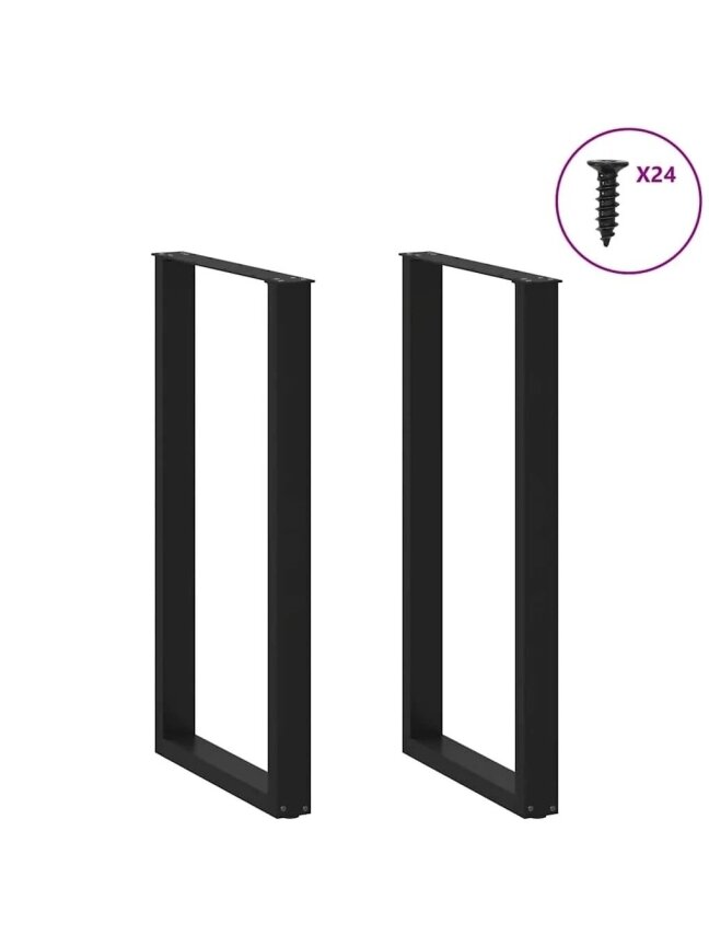 Bar table legs, U-shaped, 2 pcs, black, 60 × (110–111) cm, steel 2 Bar table legs, U-shaped, 2 pcs, black, 60 × (110–111) cm, steel 2