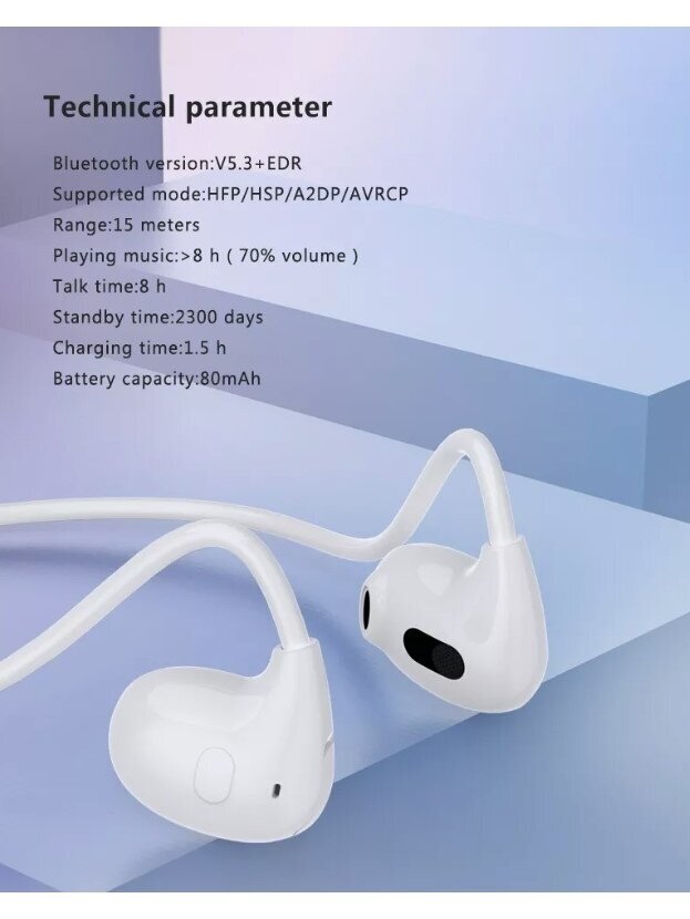 Bluetooth 5.3 Belaidės Ausinės su Mikrofonu – Stereo Garso Kokybė, Suderinamos su Android ir iOS 6