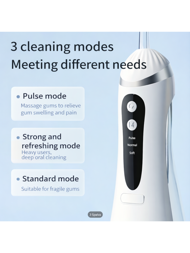 Cordless electric oral irrigator with 3 modes and 4 nozzles, USB rechargeable 2