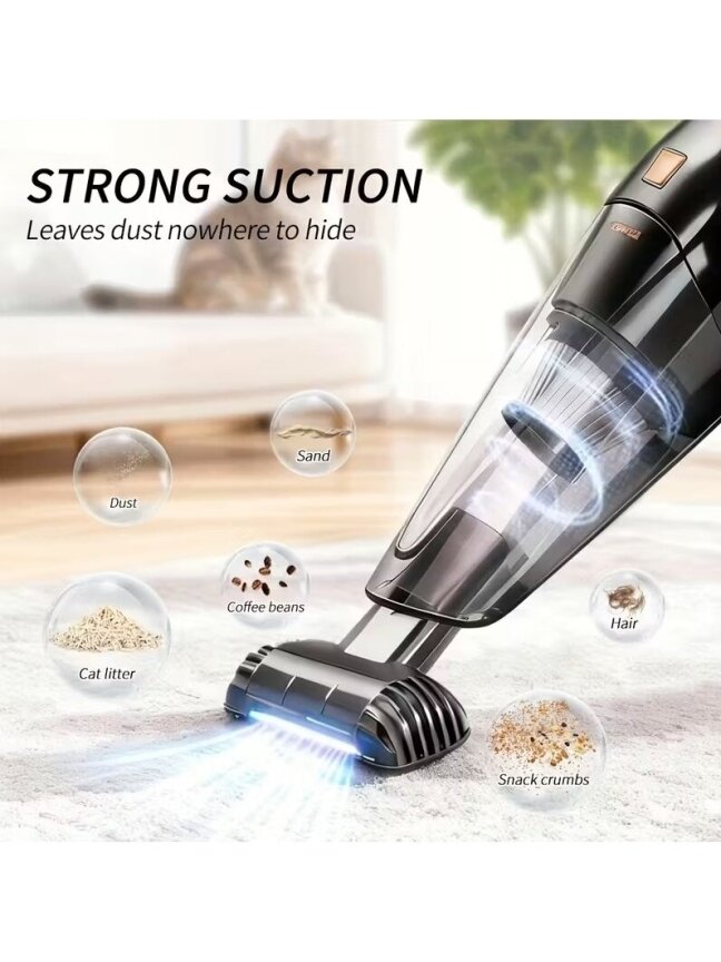Cordless Handheld Vacuum Cleaner with 4 KPa Suction, 300 ml Capacity, USB Rechargeable 2