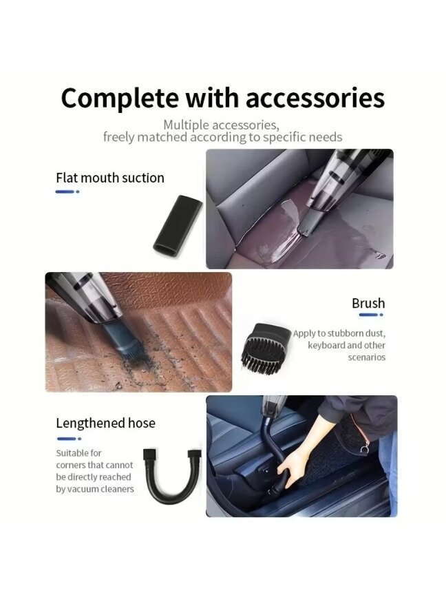 Cordless Handheld Vacuum Cleaner with 4 KPa Suction, 300 ml Capacity, USB Rechargeable 4
