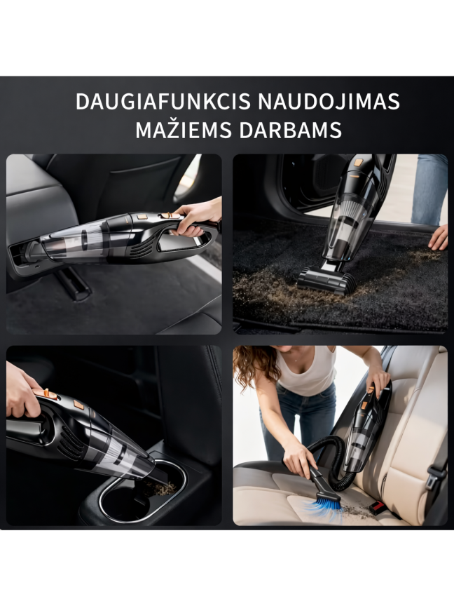 Cordless Handheld Vacuum Cleaner with 4 KPa Suction, 300 ml Capacity, USB Rechargeable 3